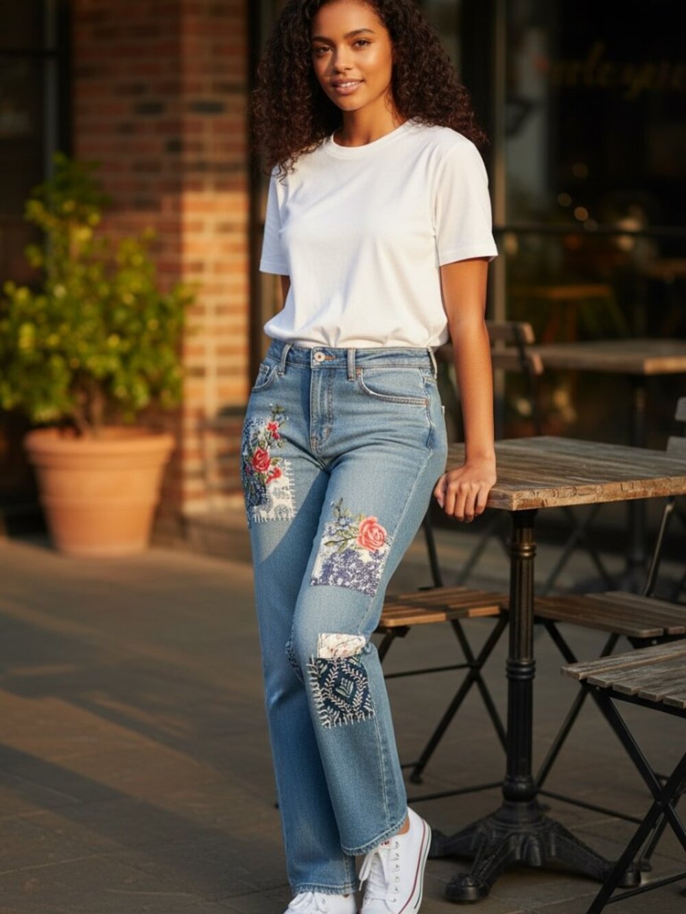 Sundance Elise Patchwork Floral Denim Jeans